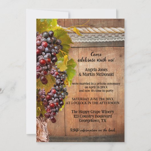 QR Rustic Wine met als wijnstok beschouwd na het h Kaart (Voorkant)