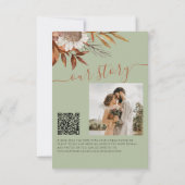 QR rustieke moderne saliegroene bloemige bruiloft Save The Date (Achterkant)