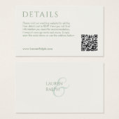 QR Sage & Ivory Gift Registry Enclosure Kaart (Voorkant /achterkant)