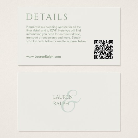 QR Sage & Ivory Gift Registry Enclosure Kaart (Voorkant /achterkant)