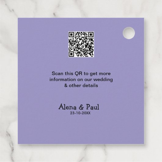 QR Save Our Date voeg fotonaam datum toe zwart wit Bedankjes Labels (Achterkant)