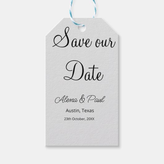 QR Save Our Date voeg fotonaam datum zwart wit  Cadeaulabel (Voorkant)