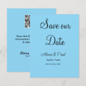 QR Save Our Date voeg fotonaam datum zwart wit  Save The Date (Voorkant / Achterkant)