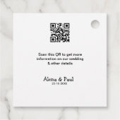 QR Save Our Date voeg fotonaam datum zwart wit toe Bedankjes Labels (Achterkant)