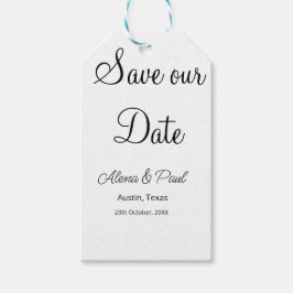 QR Save Our Date voeg fotonaam datum zwart wit toe Cadeaulabel