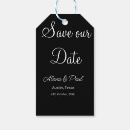 QR Save Our Date voeg fotonaam datum zwart wit toe Cadeaulabel