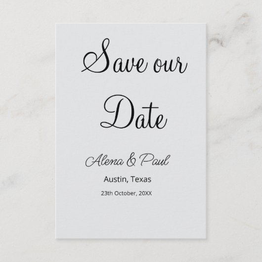 QR Save Our Date voeg fotonaam datum zwart wit toe Informatiekaartje (Voorkant)
