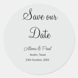 QR Save Our Date voeg fotonaam datum zwart wit toe Ronde Sticker