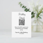 QR scan verjaardagsfeest details modern 15 verjaar Briefkaart (Staand voorkant)