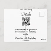 QR scan verjaardagsfeest details modern 15 verjaar Briefkaart (Achterkant)