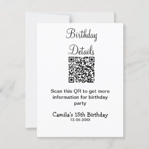 QR-scan verjaardagsfeest details modern 15 verjaar Briefkaart