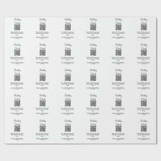 QR-scan verjaardagsfeest details modern 15 verjaar Cadeaupapier (Vlak)