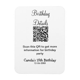 QR scan verjaardagsfeest details modern 15 verjaar Magneet