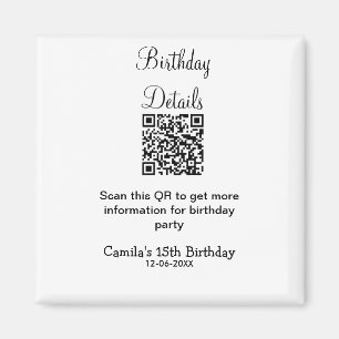 QR scan verjaardagsfeest details modern 15 verjaar Magneet