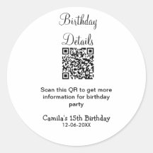 QR-scan verjaardagsfeest details modern 15 verjaar