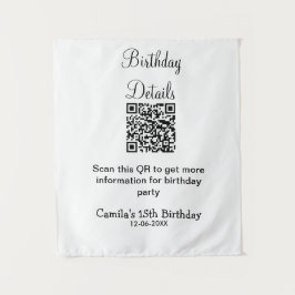QR-scan verjaardagsfeest details modern 15 verjaar Wandkleed