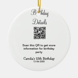 QR scan verjaardagsfeest details moderne 15 verjaa Keramisch Ornament