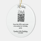 QR scan verjaardagsfeest details moderne 15 verjaa Keramisch Ornament (Links)