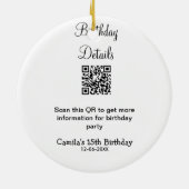 QR scan verjaardagsfeest details moderne 15 verjaa Keramisch Ornament (Achterkant)