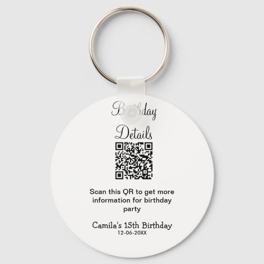 QR scan verjaardagsfeest details moderne 15 verjaa Sleutelhanger (Voorkant)