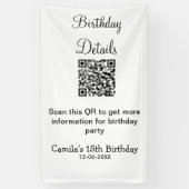 QR scan verjaardagsfeest details moderne 15 verjaa Spandoek (Verticaal)