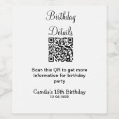 QR scan verjaardagsfeest details moderne 15 verjaa Wijn Etiket (Enkel label)