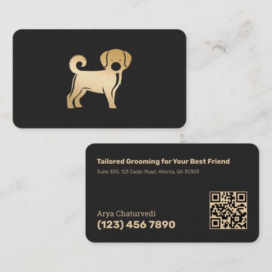 QR scannbare hondenverzorging Visitekaartje (Voorkant / Achterkant)