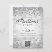 QR Silver Winter Diamonds Glitter Christmas Party Kaart (Voorkant)