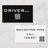 QR Simple Black Visitekaartje White Text - DRIVER (Voorkant / Achterkant)