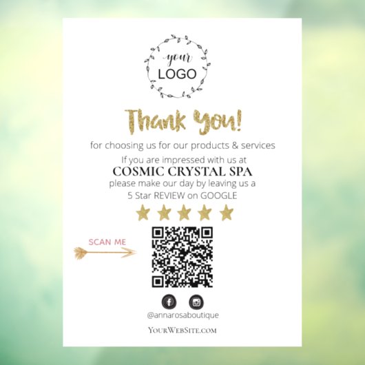 *~* QR Simple Minimal Review Logo DANK U AP8 Raamsticker (Vel 3)