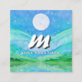 *~* QR Sky Blue SUN Abstract Landschap Natuur AP93 Vierkante Visitekaartje (Voorkant)