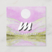 *~* QR Sky PINK SUN Abstract Landschap Natuur AP93 Vierkante Visitekaartje (Voorkant)