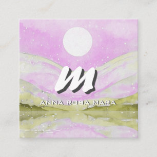 *~* QR Sky PINK SUN Abstract Landschap Natuur AP93 Vierkante Visitekaartje