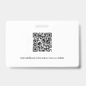 QR-streepjescode foto personeels-ID Badge (Achterkant)