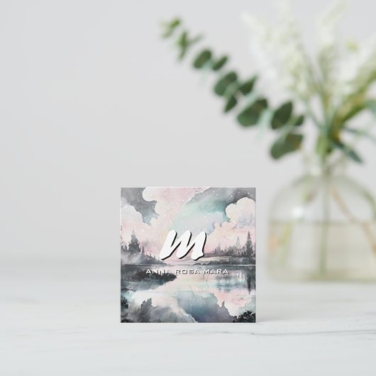 *~* QR Subtle Modern Abstract Bold AP93 Vierkante Visitekaartje (Staand voorkant)