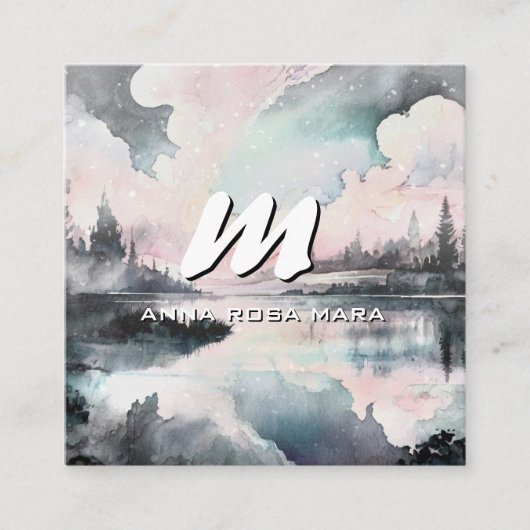 *~* QR Subtle Modern Abstract Bold AP93 Vierkante Visitekaartje (Voorkant)