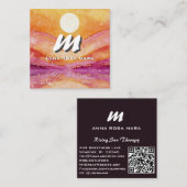 *~* QR SUN Salmon Abstract Landschap Natuur AP93 Vierkante Visitekaartje (Voorkant / Achterkant)