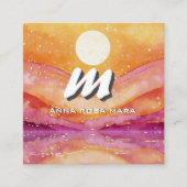 *~* QR SUN Salmon Abstract Landschap Natuur AP93 Vierkante Visitekaartje (Voorkant)