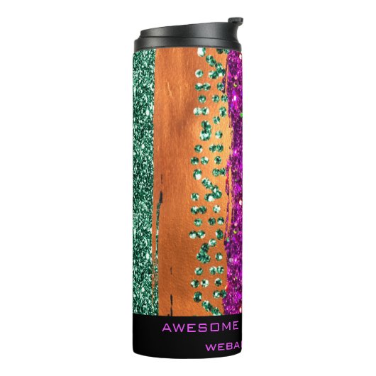 *~* QR SWAG Animal Print Glitter Rainbow Girly Thermosbeker (Gedraaid links)