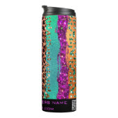 *~* QR SWAG Animal Print Glitter Rainbow Girly Thermosbeker (Geroteerd rechts)