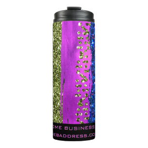 *~* QR SWAG Animal Print Glitter Rainbow Thermosbeker