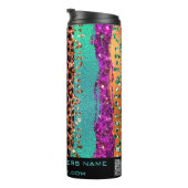 *~* QR SWAG Chic Animal Print Glitter Rainbow Thermosbeker (Geroteerd rechts)