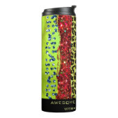 *~* QR SWAG Girly Animal Print Glitter Rainbow Thermosbeker (Gedraaid links)