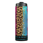 *~ QR SWAG Girly Animal Print Rainbow Glitter Thermosbeker (Voorkant)