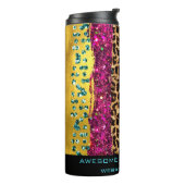 *~ QR SWAG Girly Animal Print Rainbow Glitter Thermosbeker (Gedraaid links)