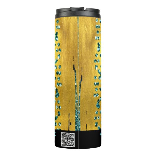 *~ QR SWAG Girly Animal Print Rainbow Glitter Thermosbeker (Achterkant)