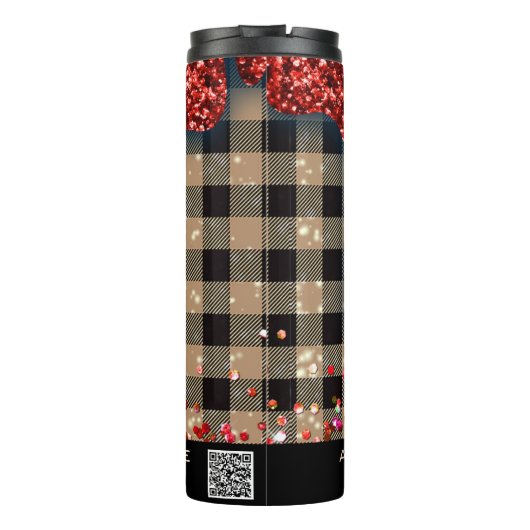 *~* QR SWAG Rustic Kerstmis Glitter Roos Pset Thermosbeker (Achterkant)