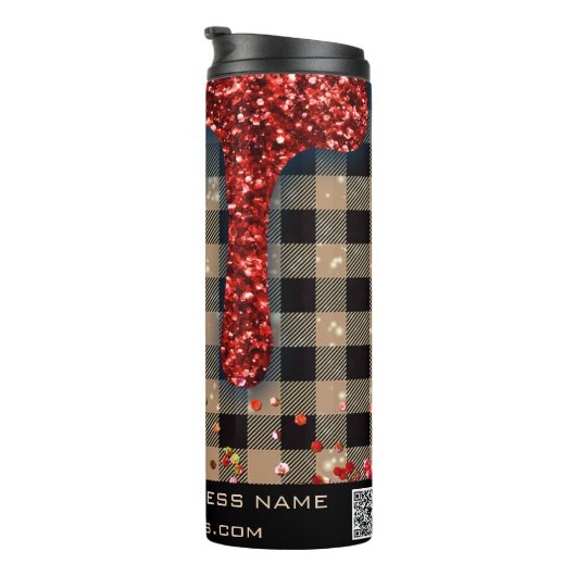 *~* QR SWAG Rustic Kerstmis Glitter Roos Pset Thermosbeker (Geroteerd rechts)