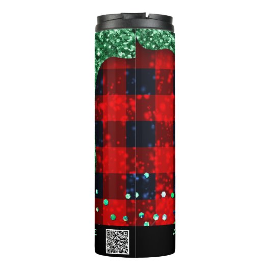 *~* QR SWAG Rustige kerstgroene Glitter Pset Thermosbeker (Achterkant)