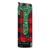 *~* QR SWAG Rustige kerstgroene Glitter Pset  Thermosbeker (Geroteerd rechts)